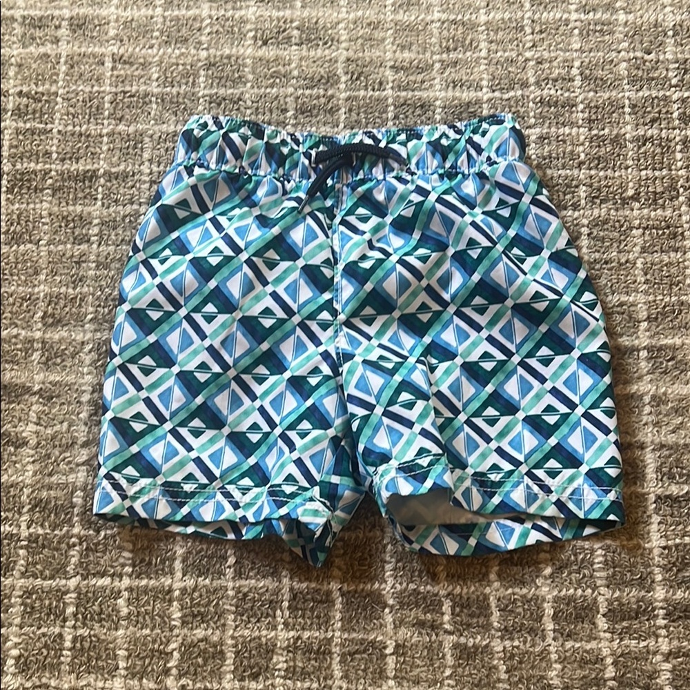 Geometric Blue and White Old Navy Swim Trunks (2T)